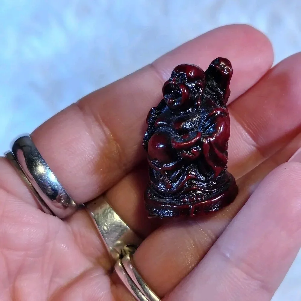 Miniature Buddha Laughing Dark Red Good Luck/B1